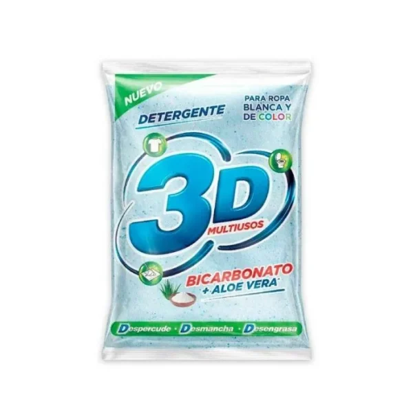 Detergente en Polvo 3D Bicarbonato y Aloe 1000 grs