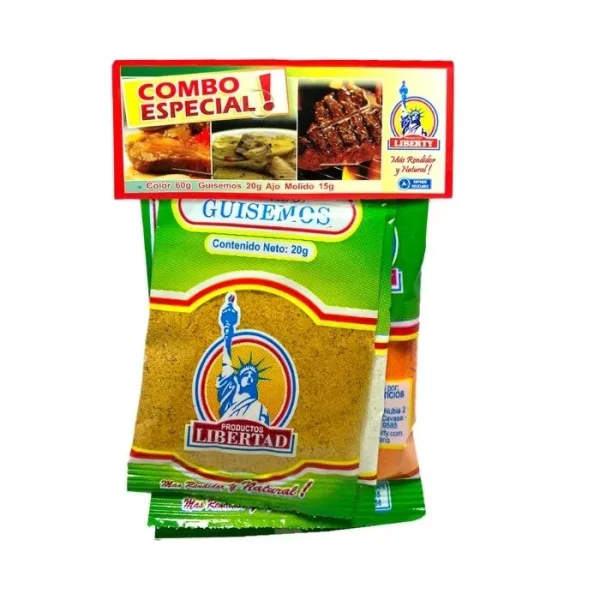 Combo especial Color extra 60g – Guisemos 20g – Ajo molido 15g Libertad