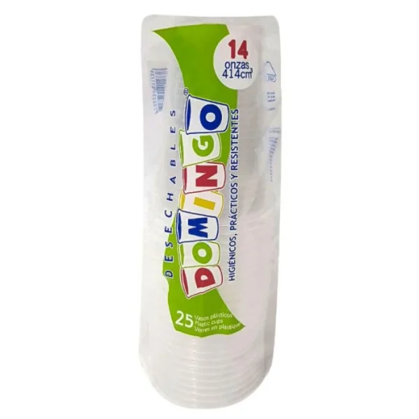 Vaso Plástico Domingo 14 oz Paquete x 25 und